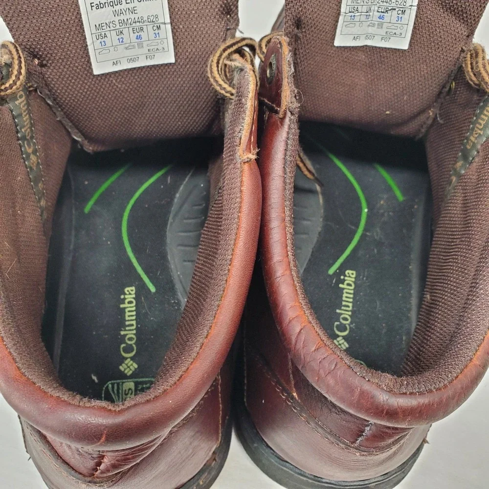 Columbia Wayne Mens 13 US Leather Ankle‎ Boots Lace Up Brown Comfort System